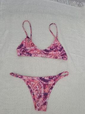 Kulanis Kinis - Pink & Purple Tie-Dye Bikini Set Size Small